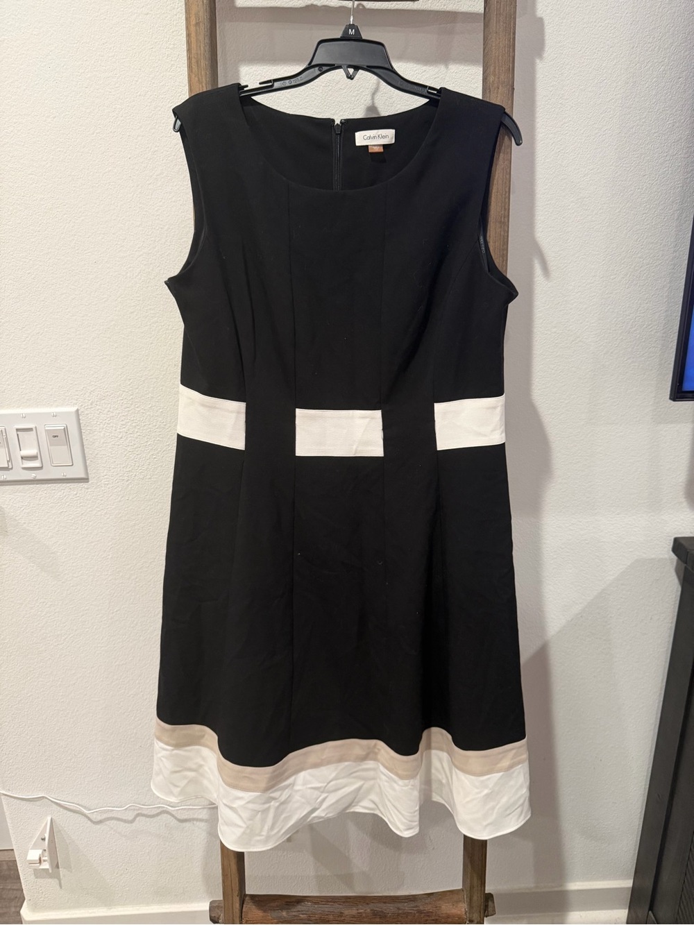 Calvin Klein Black Dress with White Accent Panels